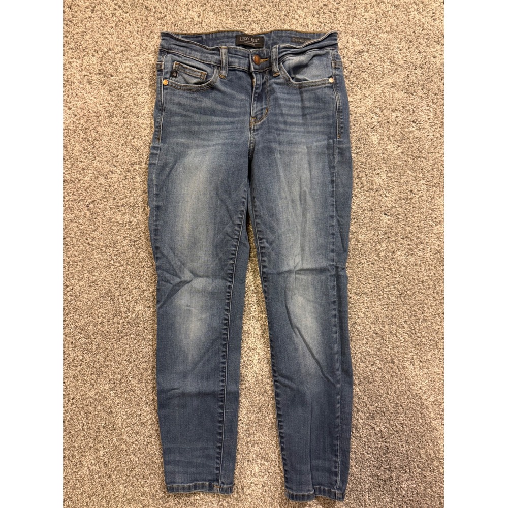 Judy Blue Jeans Womens 3/26 Blue Relaxed Fit Mid Rise Blue Denim